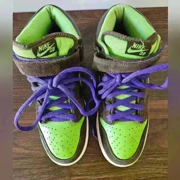 314383-231 Nike Dunks Donatello SB Baroque Brown/Radiant Green Sz 9 EUC - Picture 3 of 11